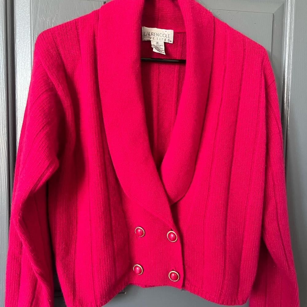 Women's Fuchsia Double-Breasted Cardigan